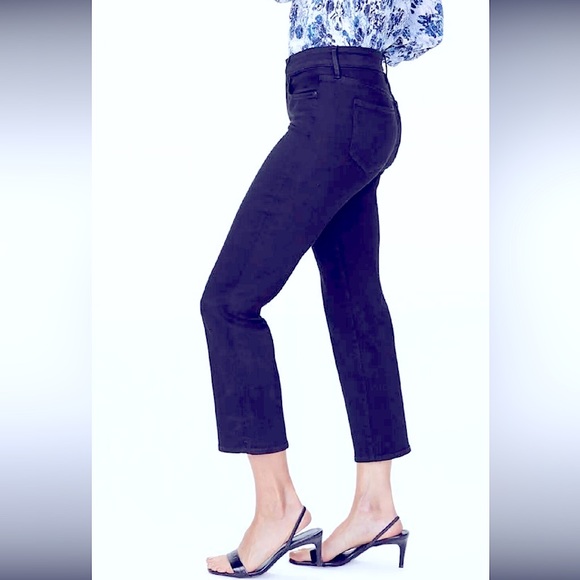 NWT: NYDJ’s Black MID RISE Straight Ankle Button Down Fly, 5Pockets Dressy Pants - Picture 1 of 16